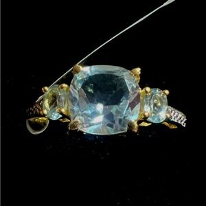 Sterling Silver Gold plated light blue Topaz Ring 7